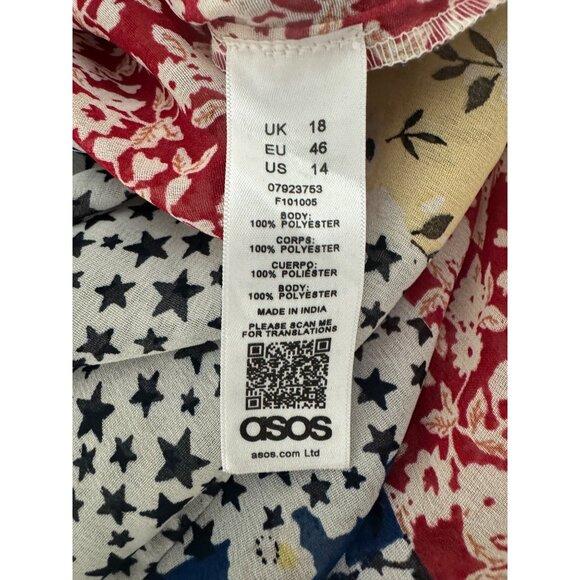 Floral Star Mixed Patchwork Print Sheer Chiffon Maxi Dress with Slip Size 14 - Picture 7 of 8